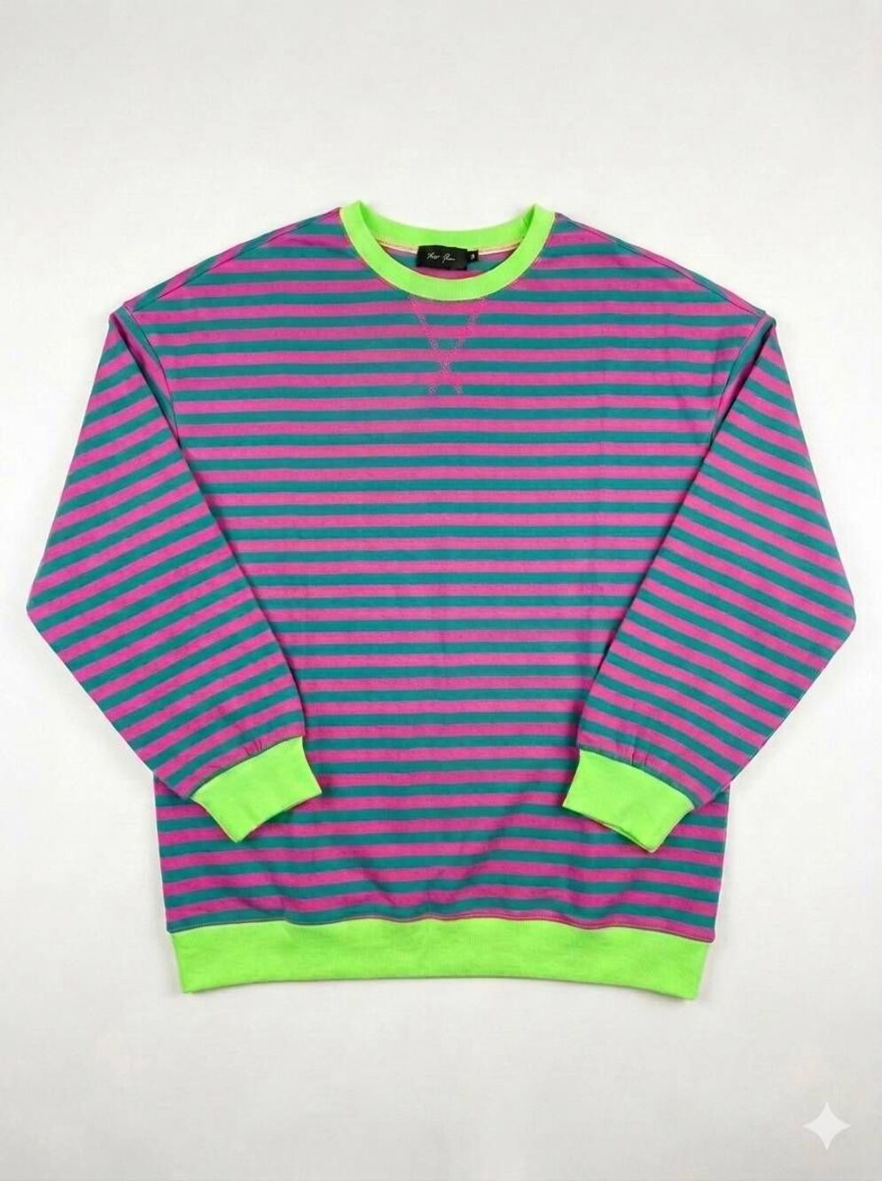 ☔️🔹️NWT Neon & Striped Drop Shoulder Oversized Sweatshirt Medium